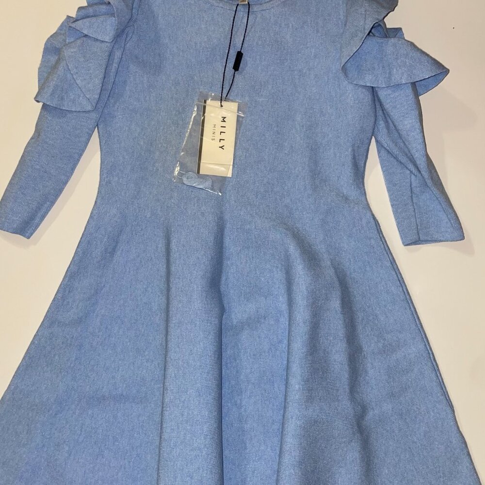 Ruffled Long Sleeve Sweater A-Line Dress